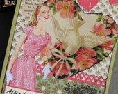 FOR THE BIRDS 1950's Anti Valentine/Retro Style Collage Greeting Card