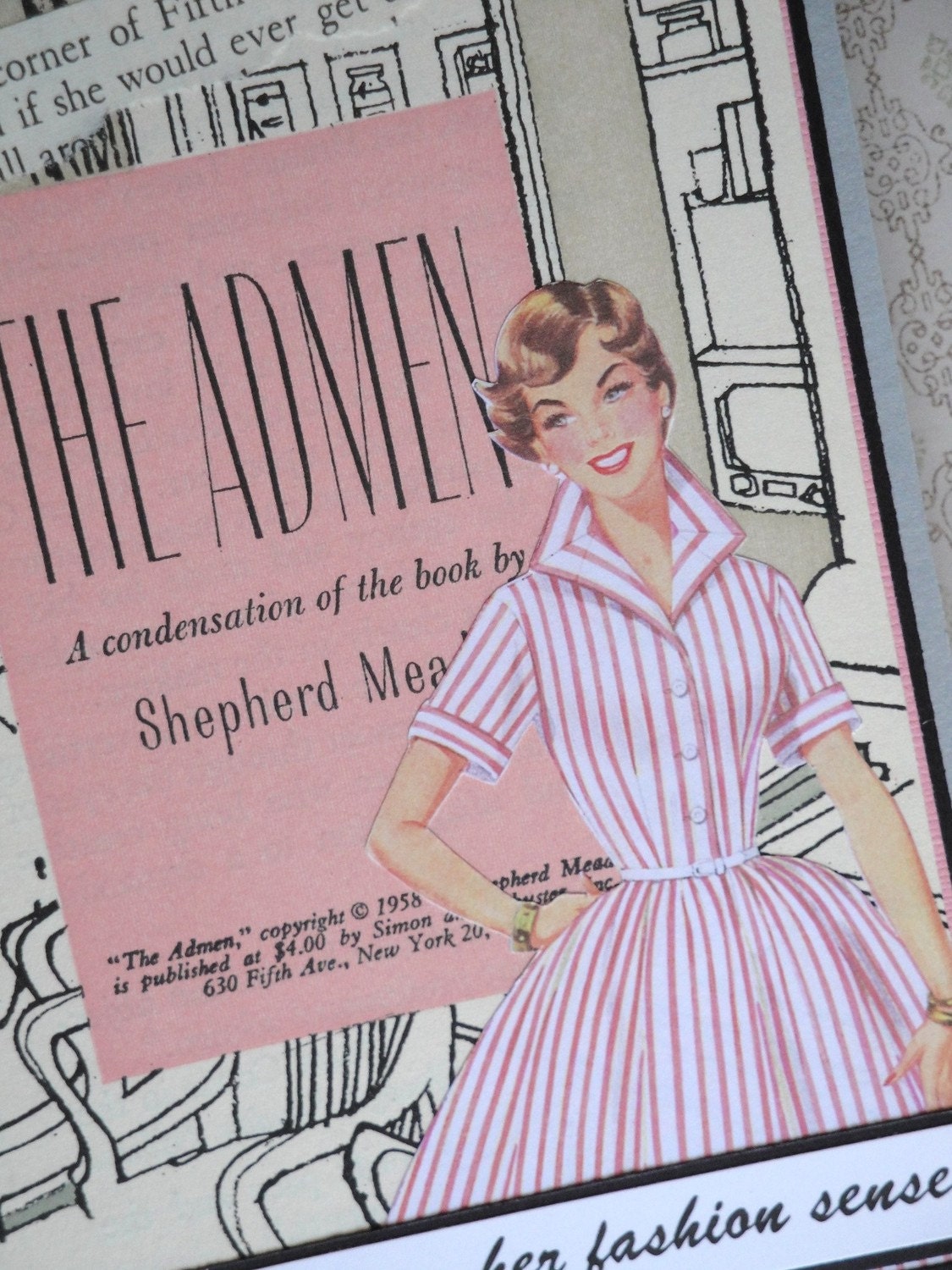 WORKING GIRL 1950s Retro Greeting Card - Mid-century Mad Men Fashion