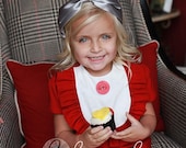 Retro  1960's style  Red Layla dress... with bib and ruffle-children clothing