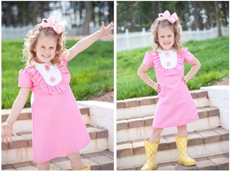 Retro Style Layla dress with bib and ruffles-children clothing-girls dresses