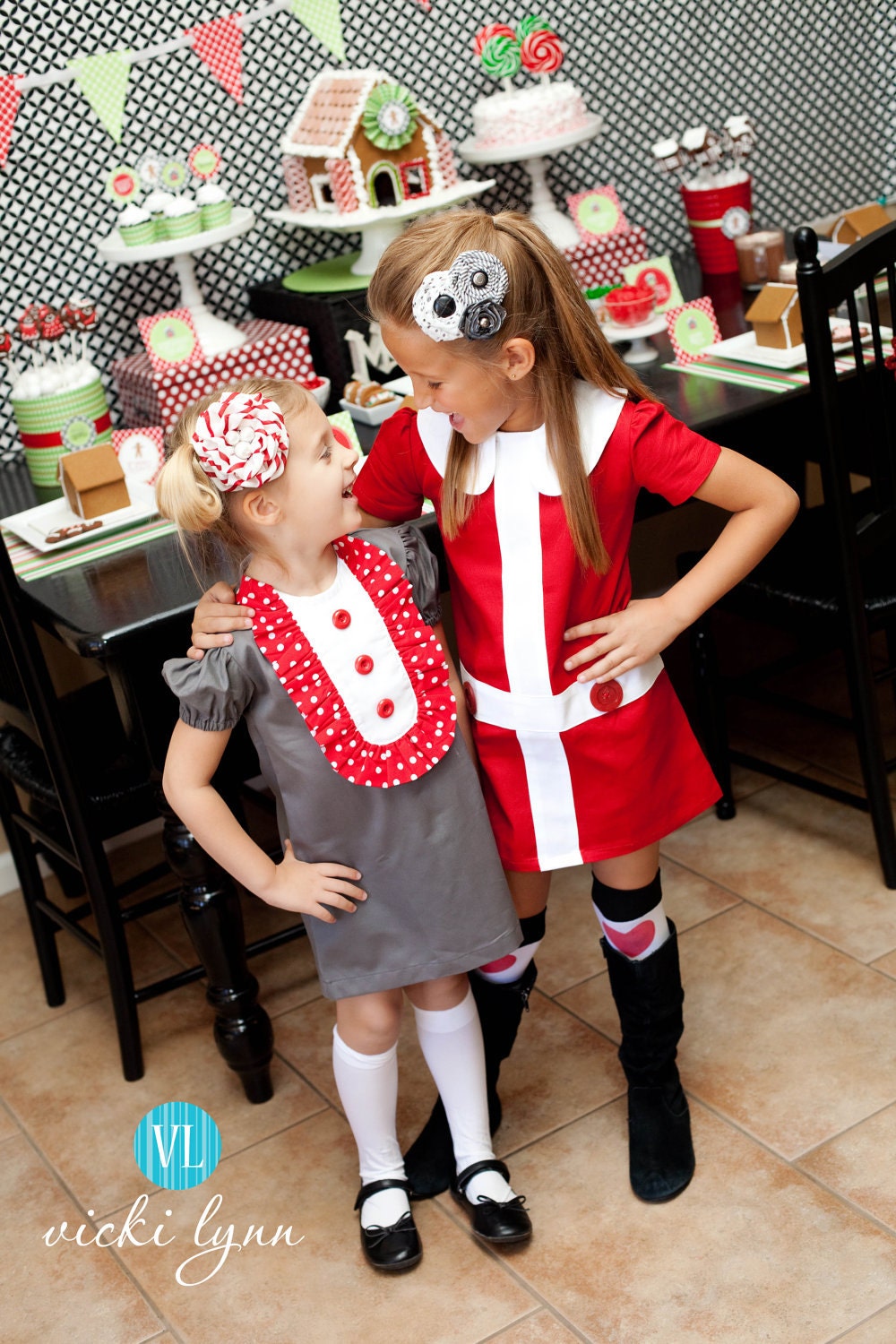 Retro 1960's style  Lauren.. red and white dress-children clothing