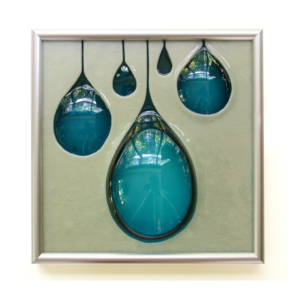 Starfire Studios/Decor-M Hand Carved and Fused Glass Art Panel - Light Rain