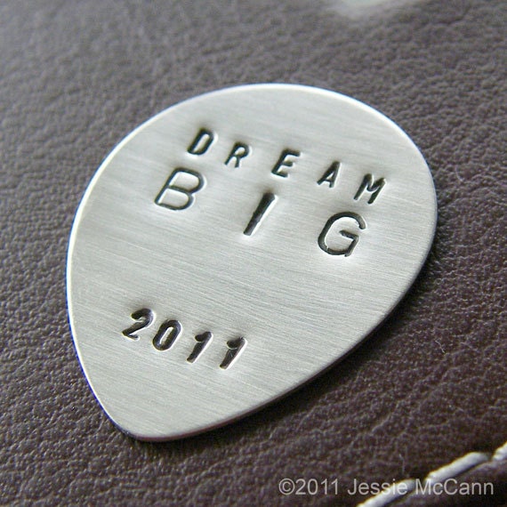Custom Guitar Pick - Personalized Hand Stamped Sterling Silver Pick - Perfect Gift for Grads and Dads