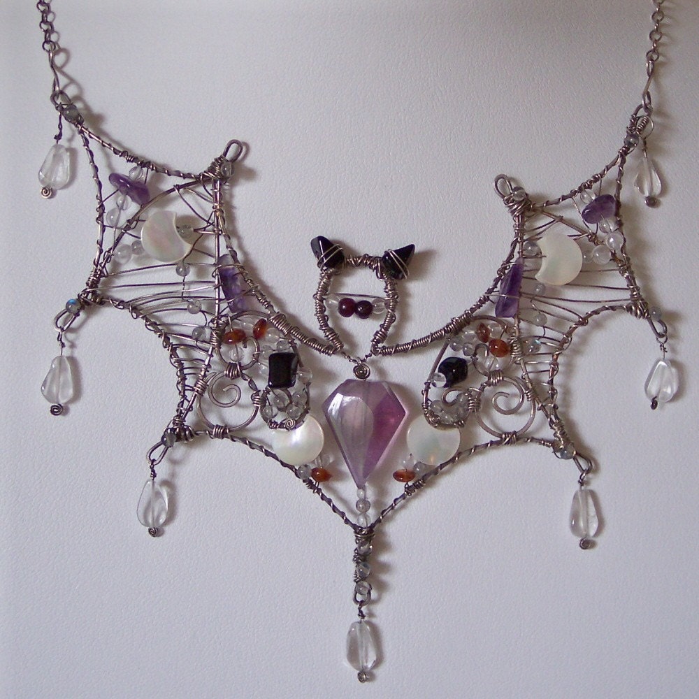 SALE-Feeling a little batty -  Sterling silver Gothic bat necklace -  FREE SHIPPING