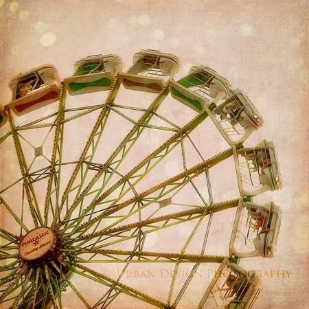Ferris Wheel Carnival Ride Photography, pink brown beige magical wall art, vintage inspired home decor, baby nursery