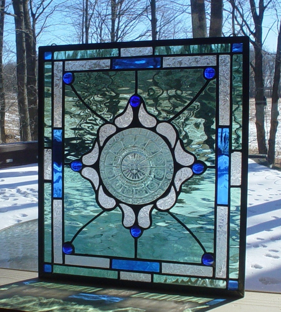 Spring Pansies stained glass plate panel by BarbarasStainedGlass