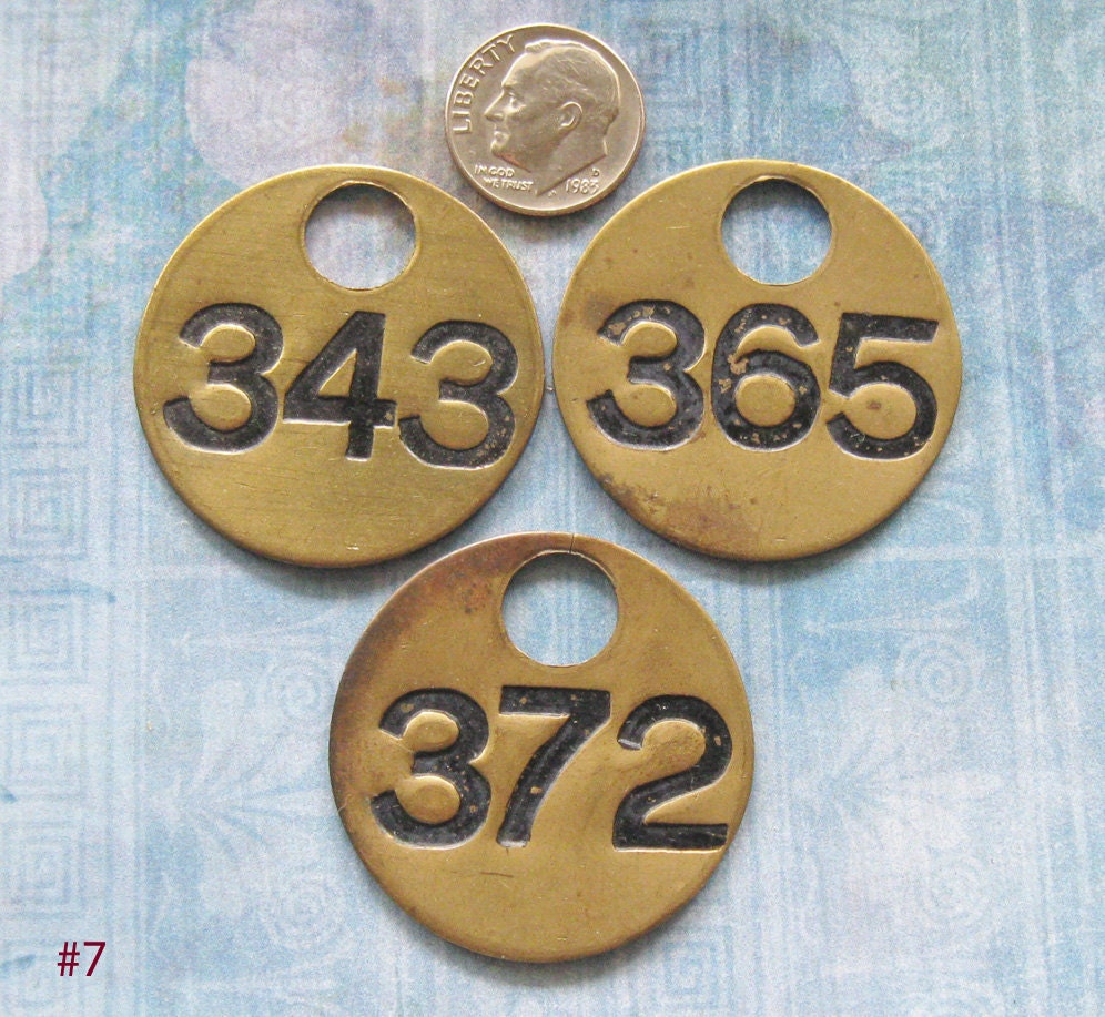 BRASS ROOM KEY TaGS Antique Numbered Hotel Motel by FOUNDLINGS