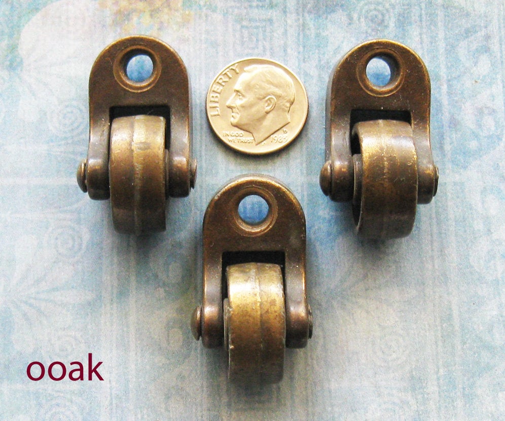 Mini Brass Industrial CASTER WHEEL Furniture by FOUNDLINGS on Etsy