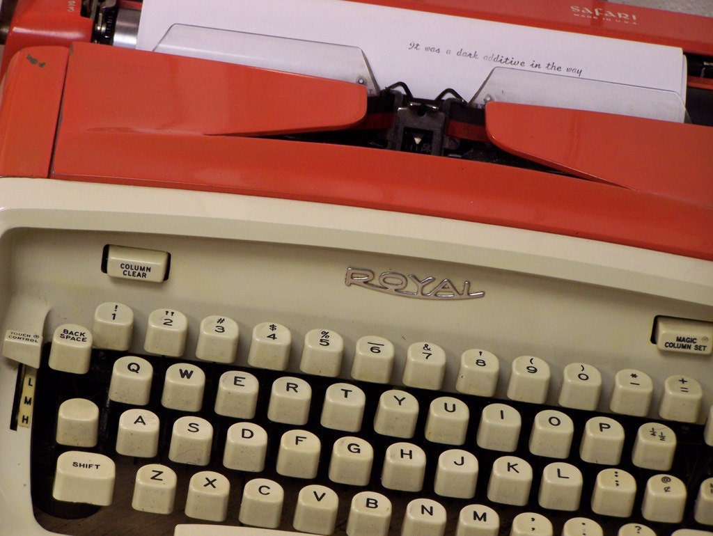 RESERVED for COLLEEN MURPHY Vintage 1960s Orange Cursive Royal Safari Typewriter