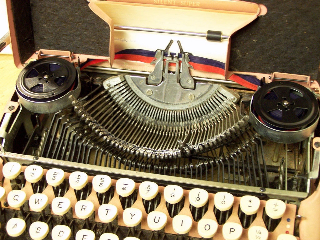 RESERVED for COLLEEN MURPHY Vintage 1960s Orange Cursive Royal Safari Typewriter