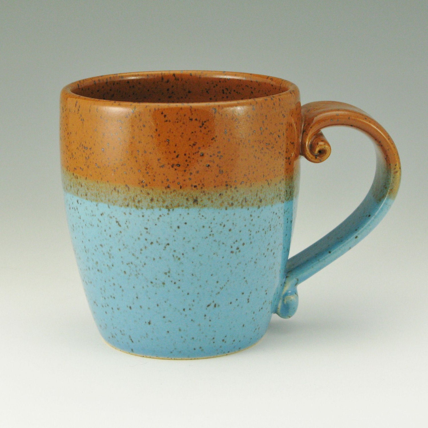 Bistro24 Mug, XLG Coffee Mug, Beer Mug for Wedding, Best Friend, Graduate in Cinnamon and Bright Light Blue - Ready To Ship