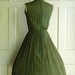 Vintage Day Dress / 1950s Olive Cotton Dress