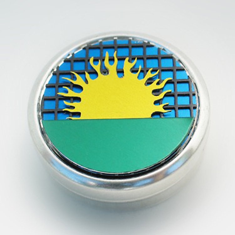 Metal Pillbox / Tin / Container with Anodized Aluminum Design - Sun Over Grate