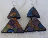 Geometric Earrings Gamma sterling silver and polymer clay