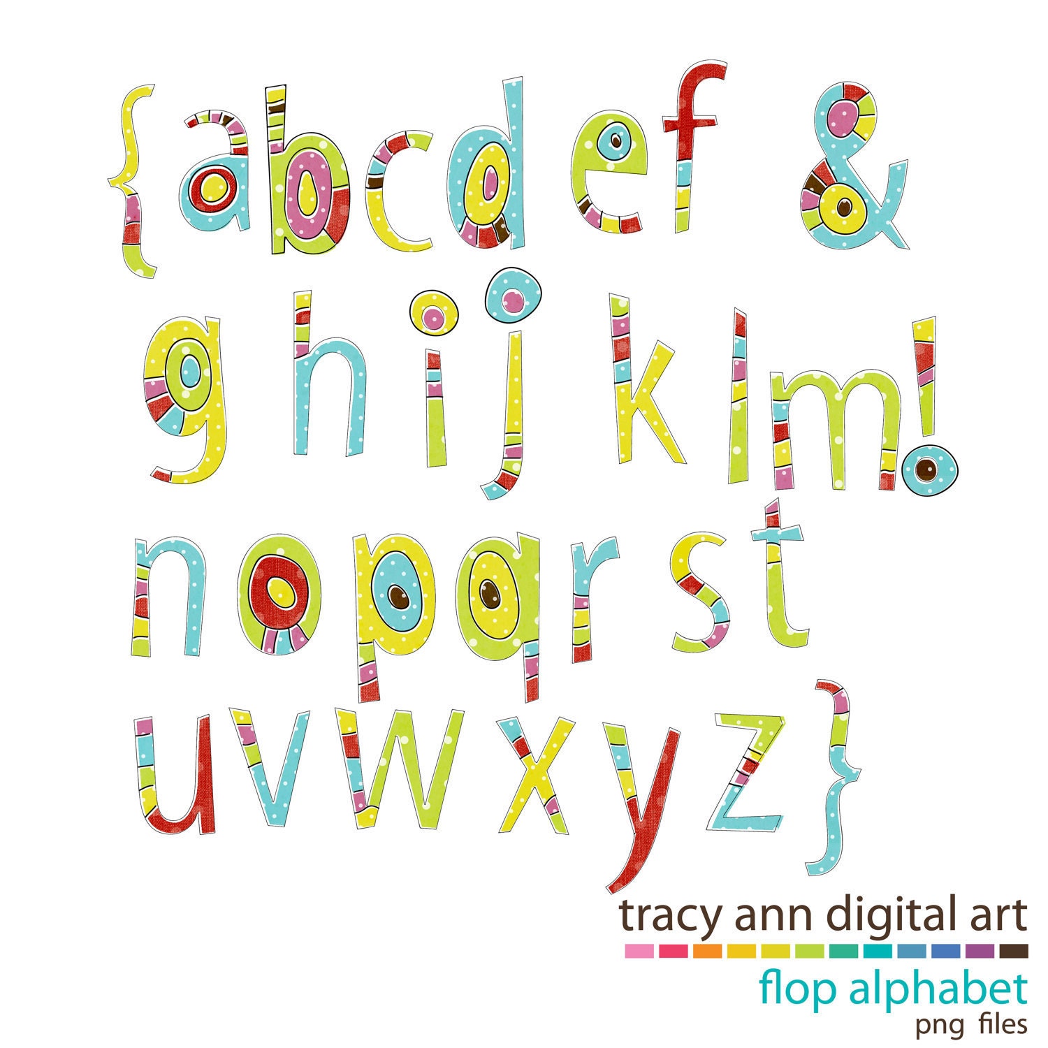 Flop Digital Alphabet Clipart