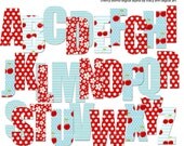 Cherry Bomb  Digital Alphabet Red and Blue