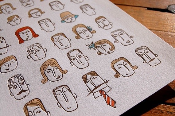 portraits  limited edition letterpress 8 x 10