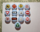 Hand painted road street signs drawer pulls knobs stop yield railroad yield one way nursery