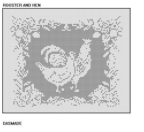ROOSTER AND HEN FILET CROCHET PATTERN DOILY AFGHAN by dasmade
