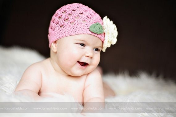 Lil Pink Crochet Hat with Four layer Flower