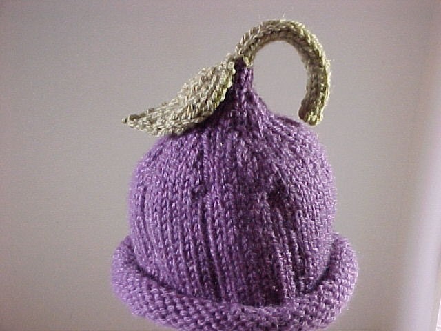 Plum Pixie Hat Knitted NB to 24 mo sizes Photography Prop