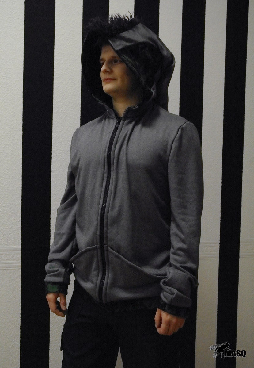 MASQ Menswear grey elf mohawk hoodie. Size M L