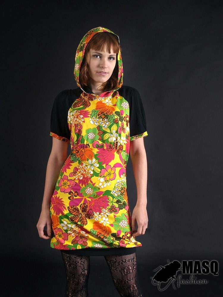 MASQ Sunrise flower bubble dress. Hoodie dress. size S to L