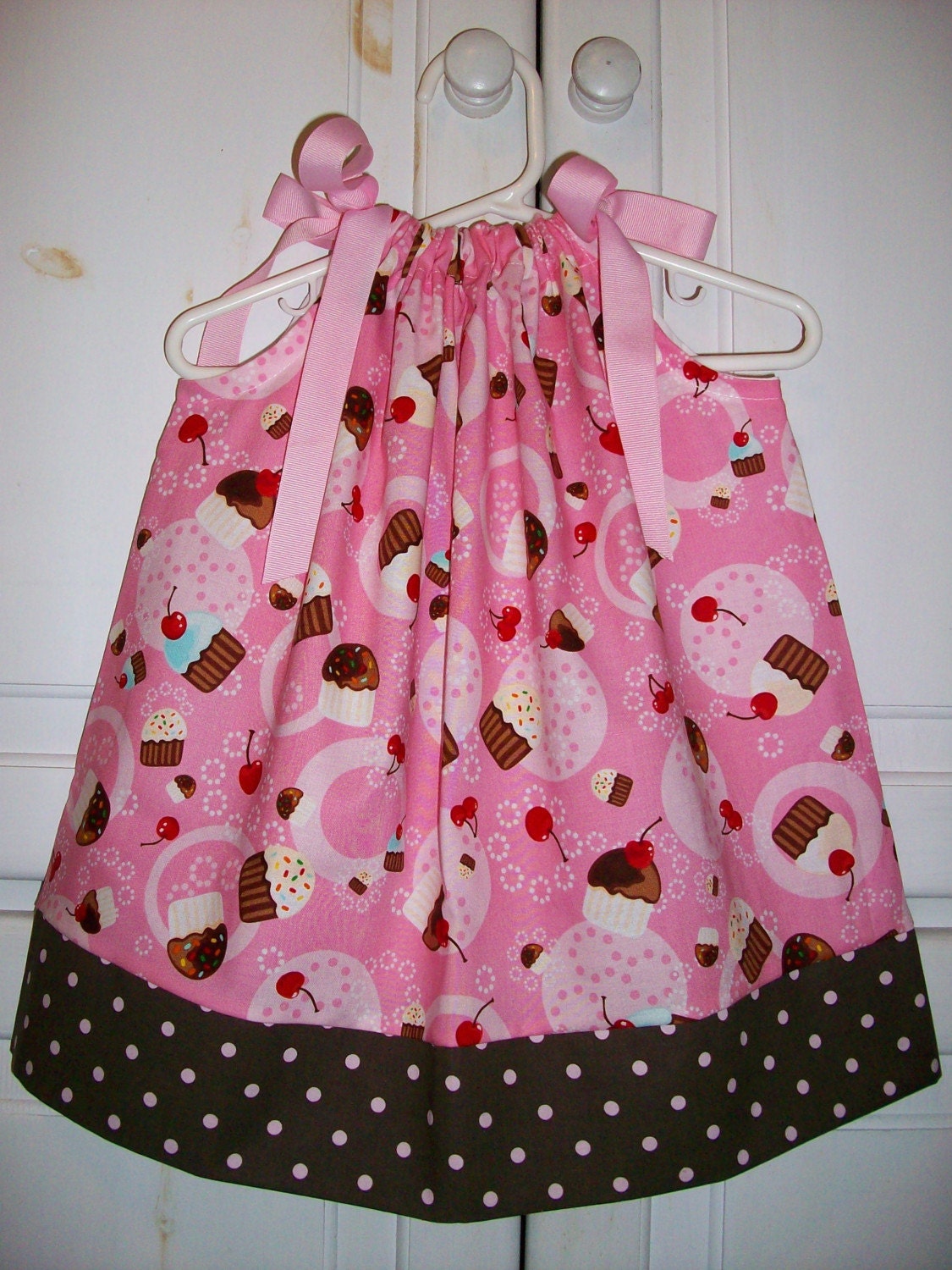 BIRTHDAY CUPCAKES Kaufman PINK CONFECTIONS Boutique Custom Pillowcase Dress