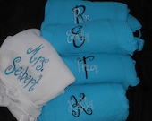 Monogrammed Bridesmaid Robes Set of 10.  Great Gift ..Bride robe with backside embroidery