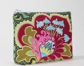 Divided Cosmetic Bag - 2 Compartments - Amy Butler Gothic Rose in Burgundy