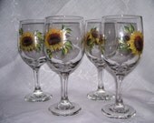 Sunflower wine glasses (4)