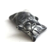 Polymer Clay Beads, Bead Pair, Black and White Flowers 553