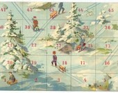 1900s French Game PRINT WINTER,Snow,SLEDDING Awesome early 1900s French game board print