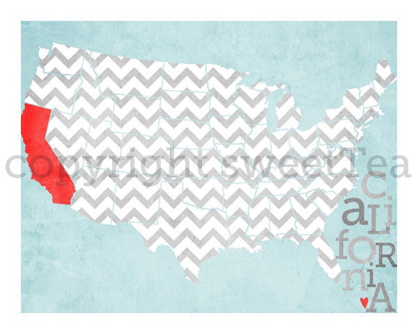 california. an art print on metallic paper.