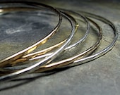 Skinny Sterling Silver and Gold-Filled Stacking Bangles - Three of Each