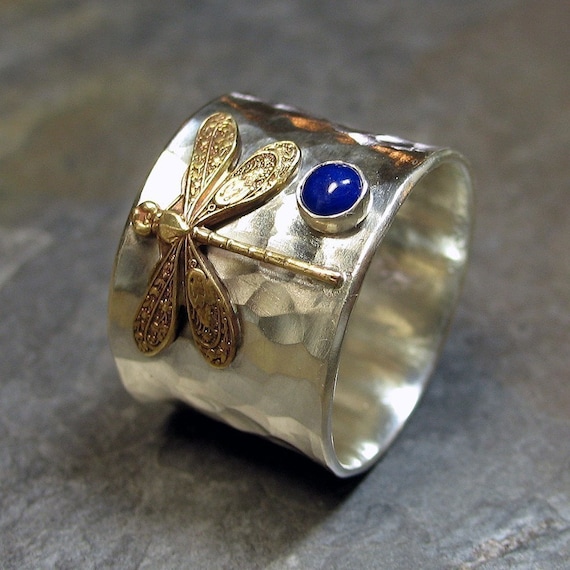 Sterling Silver Dragonfly Ring with choice of Stone - Dragonfly Treasure