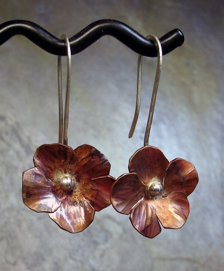Copper flower earrings - Autumnflower