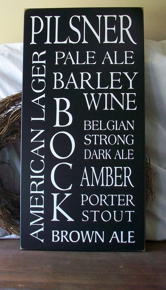 Wood Sign Kinds of Beer Typography Primitive