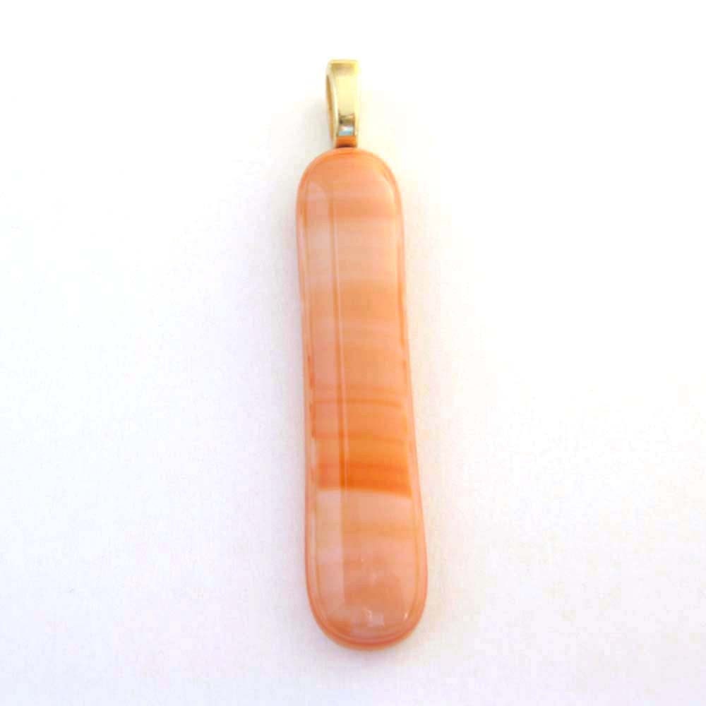 Fused Glass Pendant, Large Gold Bail - Orange Sherbert - 3204