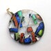 Festival - Dichroic Fused Glass Pendant Slide, Transparent Glass with Blue, Orange, Yellow, & Green Dichroic -2743