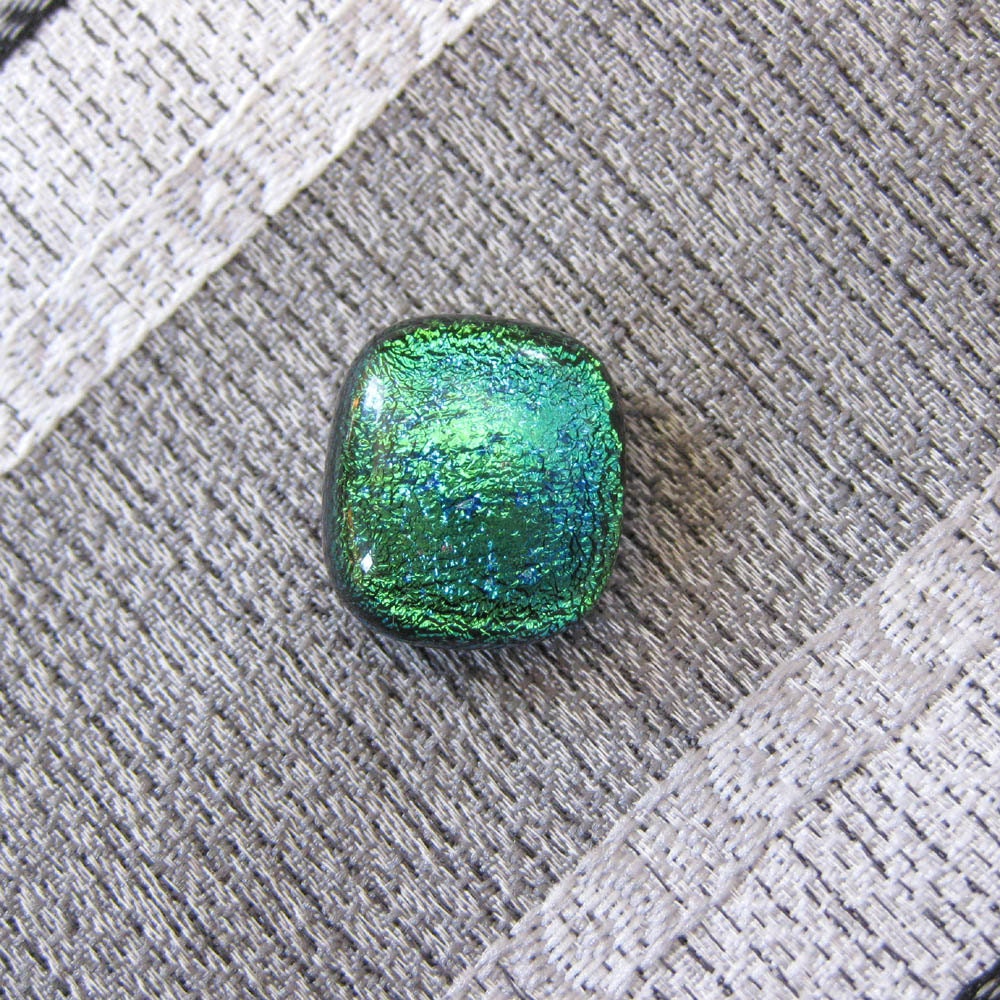 Dichroic Green Tie Tack, Lapel Pin, Mens Jewelry, Scarf Pin, Hat Pin, Womens Jewelry - The Color of Money - 014 -2