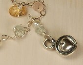Necklace - Heart Charm & Gemstone -  Rose Quartz, Citrine, Blue Topaz, Pearl, Moonstone - Sterling Silver - The Colors of the Heart Necklace