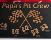 Grandpa's Pit Crew 8in x 10in Personalized Wooden Sign (Dad, Papa, Uncle, or other)
