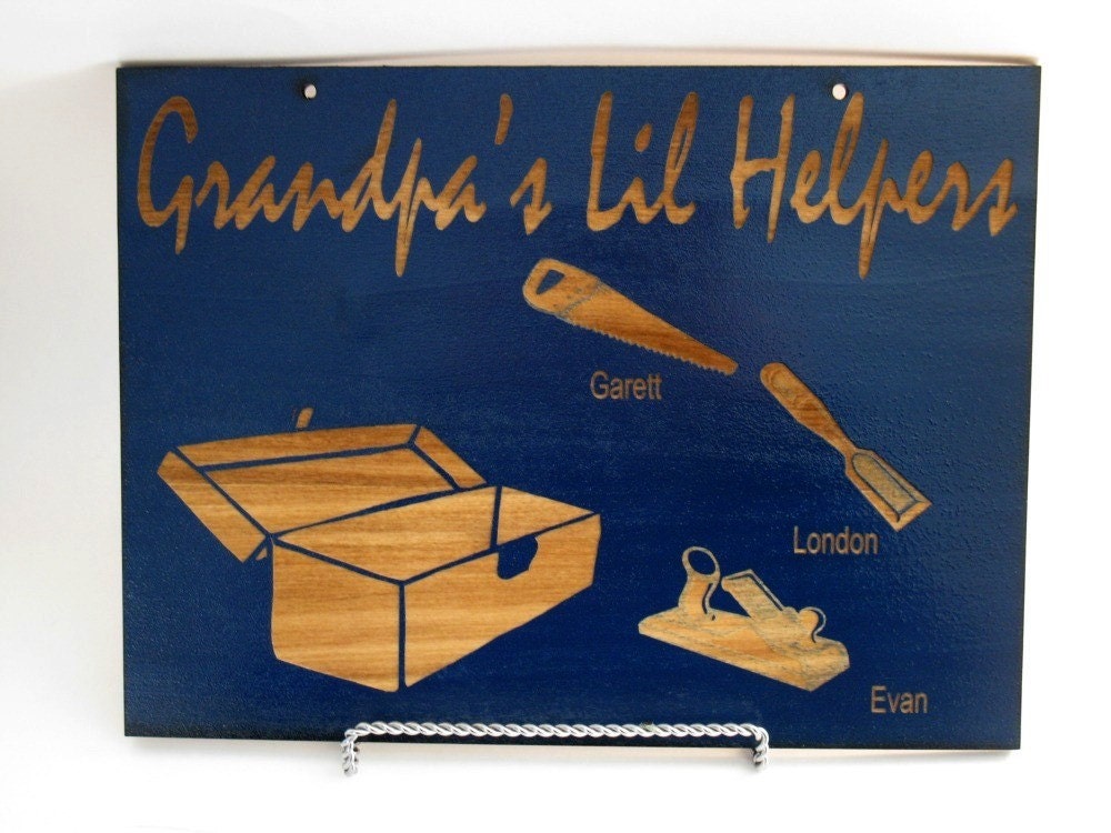 Grandpa's Lil Helpers personalized 6in x 9in wooden sign (Dad, Uncle, etc....)