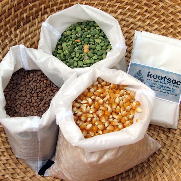 Produce bulk food bags Market shopping Set of three Medium White