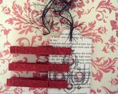 Fire Engine Red Glitter Magnetic Clothespins ON SALE