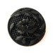 Antique vintage button, Czech, glass, black, carved floral ornament, can be use for button jewelry, 27mm
