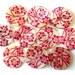 10 Shell buttons natural with red floral ornament 11.5mm