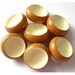 6 vintage buttons plastic light brown with white cap shape 15mm, 5mm height