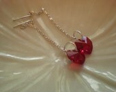 Sterling Silver and Swarovski Red Heart Crystal Earring Threaders